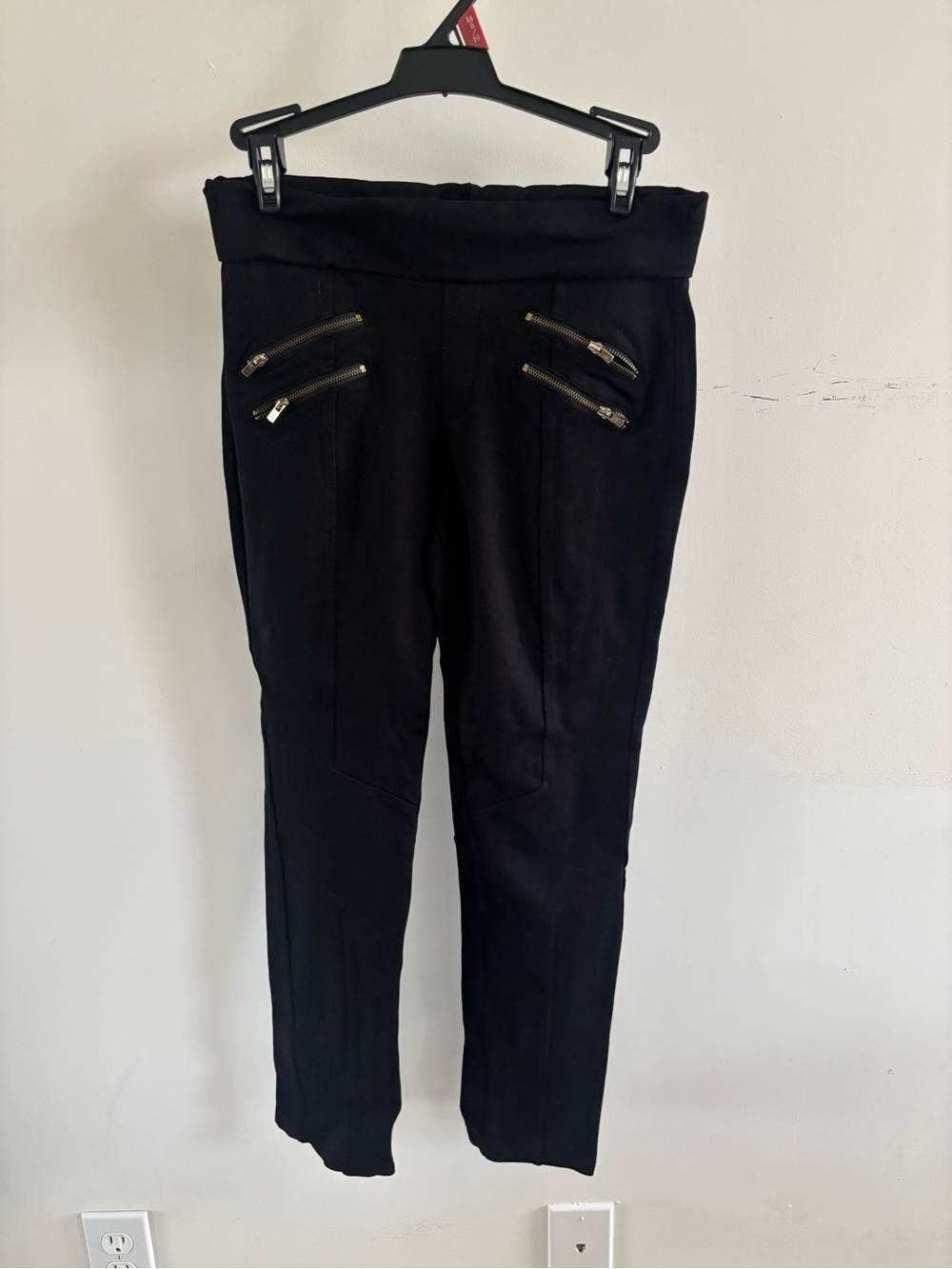 Ci Sono Black Moto Skinny Pants Gold Zipper Detail